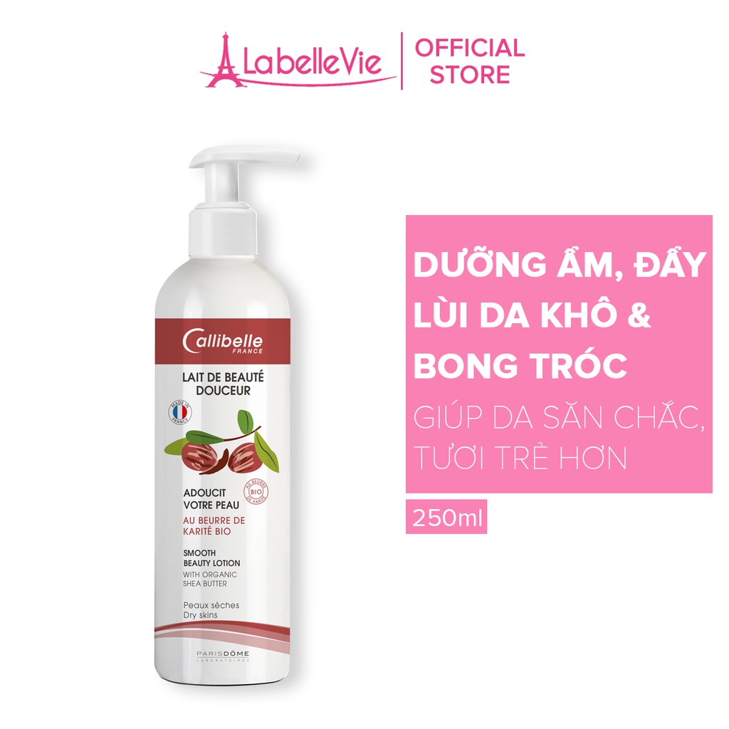 Sữa dưỡng thể cho da khô Callibelle tinh chất bơ Karite giúp da mịn màng trắng sáng 250ml