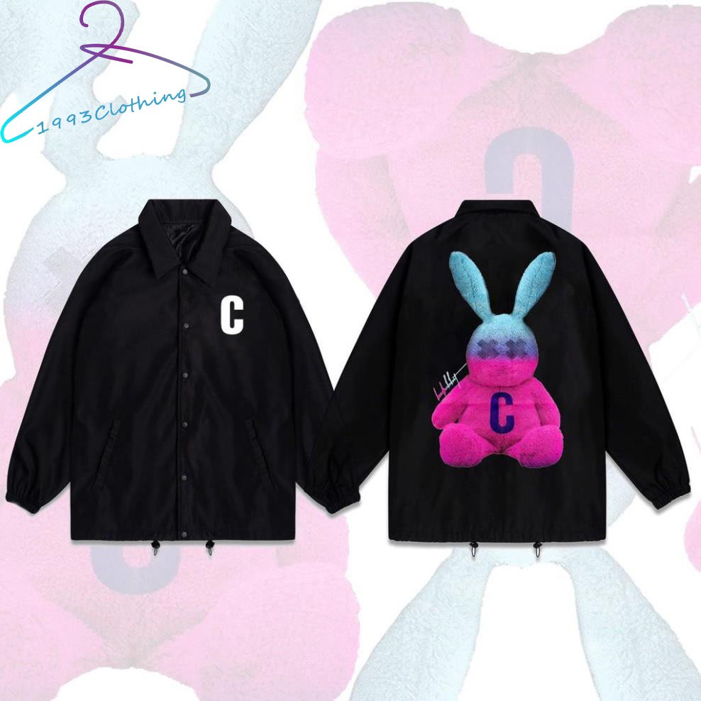 ÁO KHOÁC NÚT BẤM/ ÁO JACKET ĐEN IN HÌNH THỎ HỒNG ,FREESHIP,LOCAL BRAND HÀNG VNXK 2 LỚP CHÓNG NẮNG,1993CLOTHING