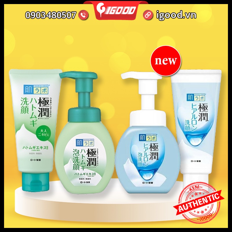 Sữa rửa mặt Hada Labo Gokujyun Rohto nội địa Nhật Bản (Hadalabo) 160ml/100g