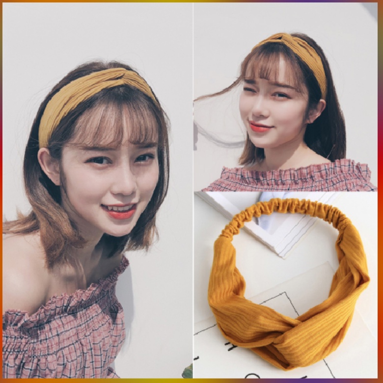 Bờm tóc vintage tết nơ bằng nỉ co dãn xinh xắn,nhẹ nhàng