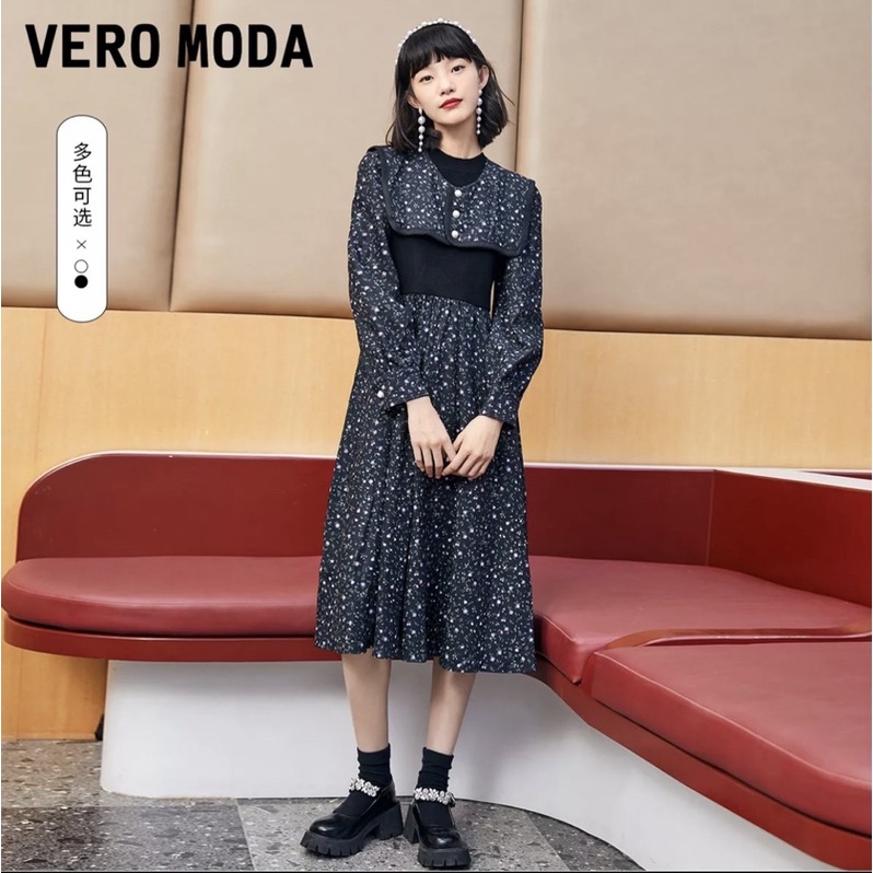 Set đầm len phối dạ hoa nhí Vero Moda (có bigsize)