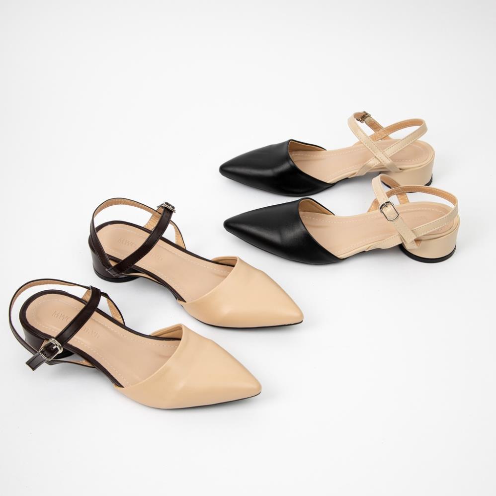 Giày Cao Gót thời trang MWC giày sandal cao gót bít mũi quai hậu 2 màu đen kem siêu xinh NUCG-4202 $$