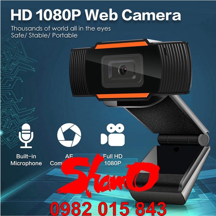 Webcam HD 1080P siêu nét có Mic và led trợ sáng – Đế kẹp cố định cho máy tính – Hỗ trợ học trực tuyến – Bảo hành 1 năm