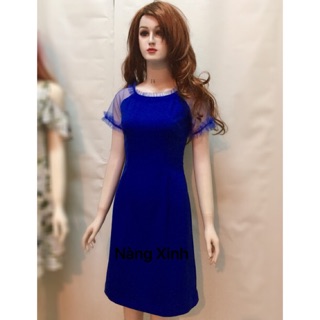 Đầm chữ A tay raglan phối lưới