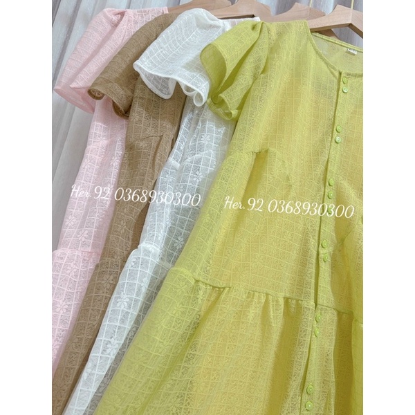 Đầm bầu dáng babydoll chất đũi tơ, Váy bầu xinh