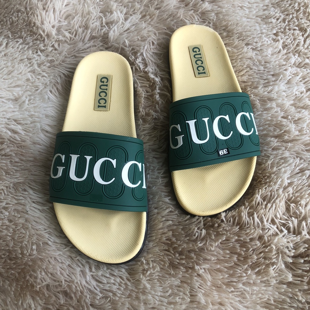 (Có Video + Ảnh Thật) Dép Gucci Họa Tiết GC Đế Cao Su Chống Nước - Dép Quai Ngang Nam Nữ Thời Trang Cao Cấp Hottrend