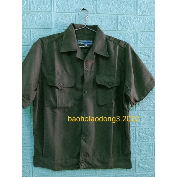 Áo lao động vải kaki dày đẹp cộc tay