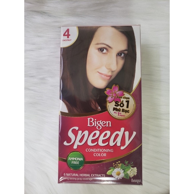 Thuốc nhuộm tóc Bigen Speedy Conditioning Color số 4 màu nâu hạt dẻ 80g