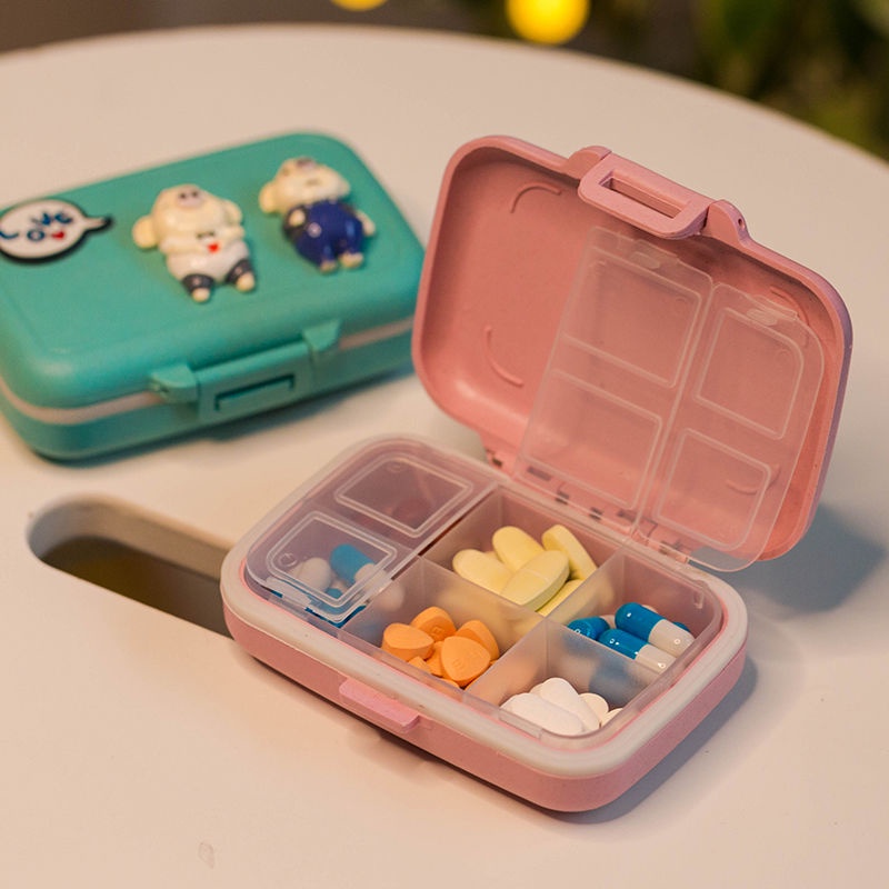 Hộp Đựng Thuốc Chống Ẩm Chống Sốc In Hoạt Hình Dễ Thương Tiện Dụng