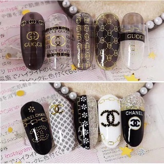 Sticker thương hiệu lv dán móng 3d