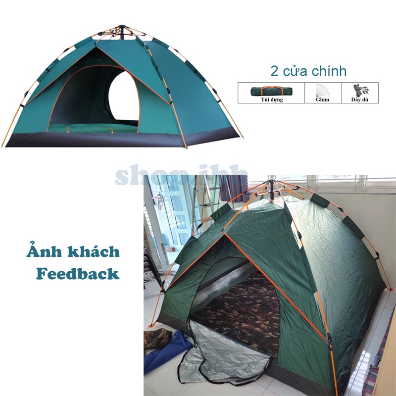 Lều Cắm Trại Lều Dã Ngoại Tự Bung - Lều Du Lịch 2 lớp chống nước, chống tia UV, cỡ lớn dành cho 4-6 người [210x200x135]