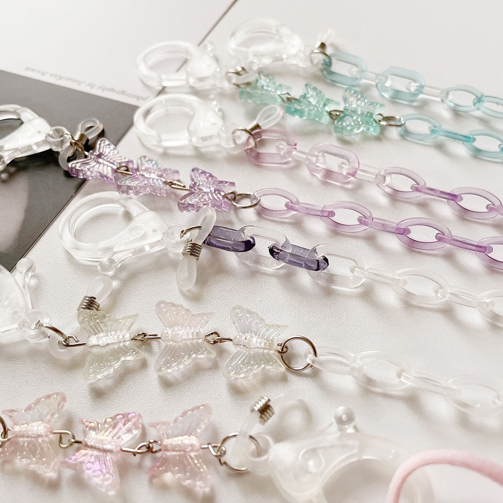 Dây Đeo Mắt Kính Chống Thất Lạc Bằng Acrylic Màu Kẹo Hình Bướm Phong Cách Mới