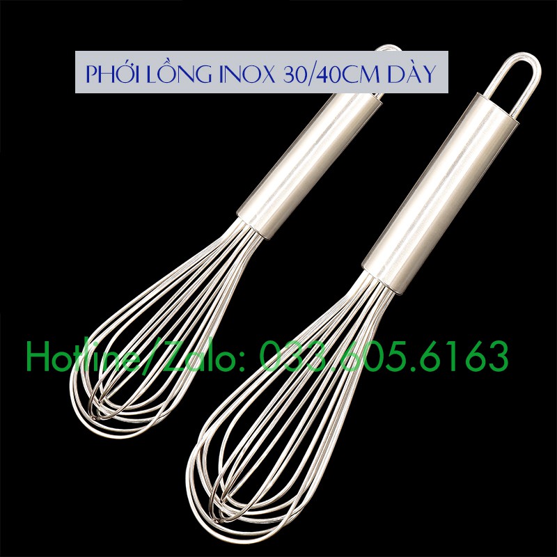 Phới lồng đánh trứng Inox 30cm - 40cm