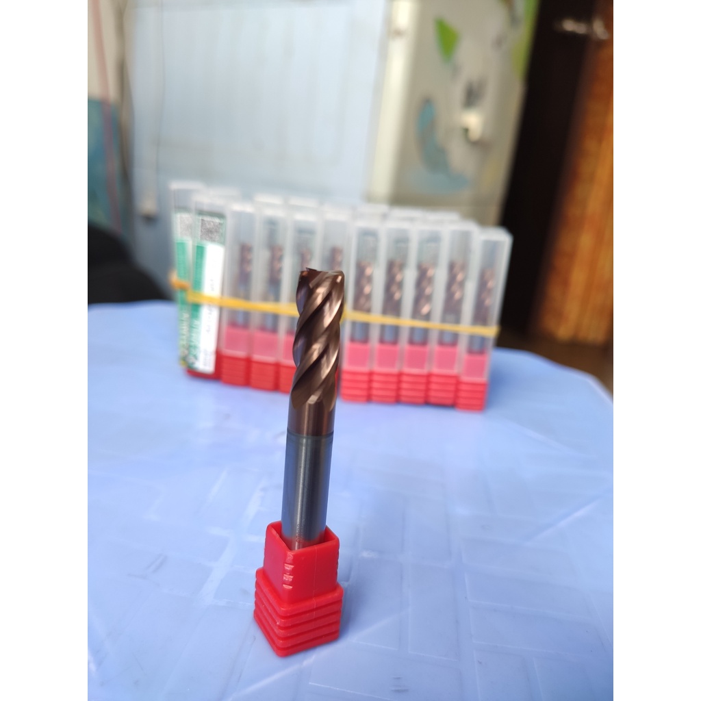 Dao phay hợp kim 55HRC 4me 8mm-10mm-12mm - Gia công thép thường S45c,SS400,CT3