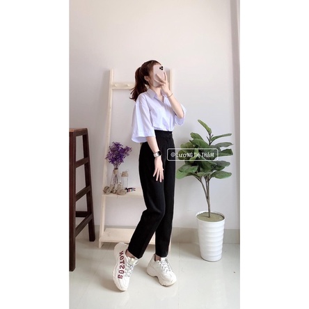 Quần baggy tây lưng cúc có đai đeo nịt