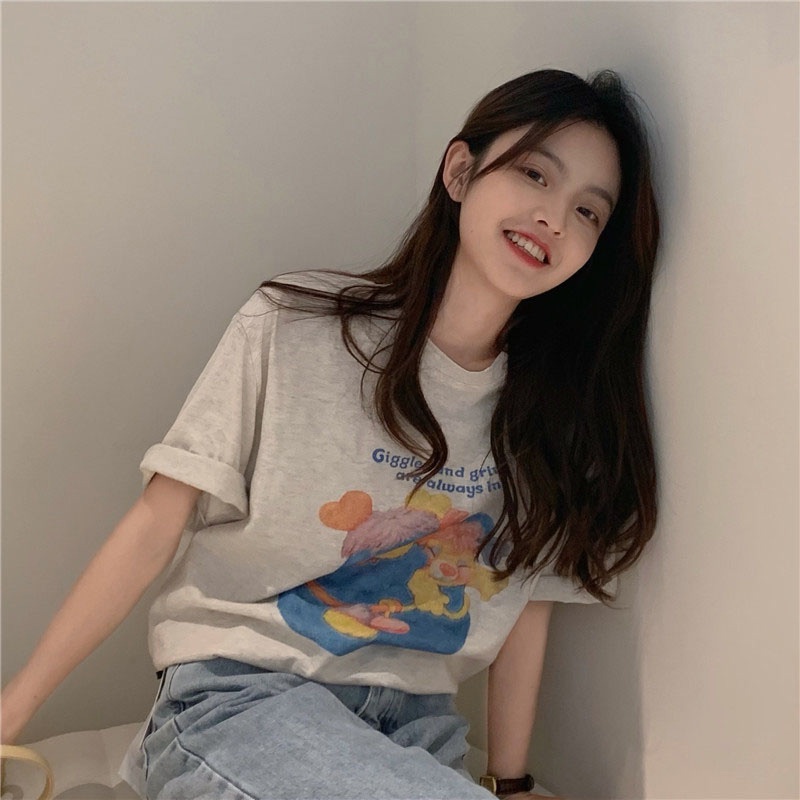 NRVP Áo Thun Nữ Tay Ngắn In Hình Phong Cách Hàn Quốc Thời Trang Mùa Hè 2022