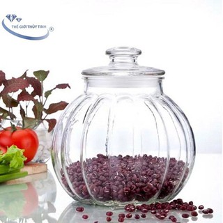 HŨ THỦY TINH LỌ GIA VỊ 1300ML TRÁI BÍ NẮP THỦY TINH Siêu đẹp