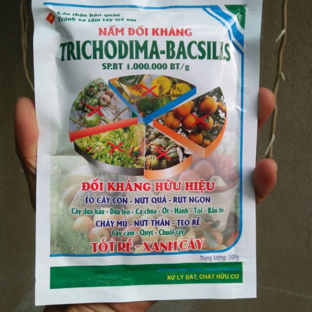 Nấm đối kháng Trichoderma-Bacillus 100gr - Phân hủy xác bã thực vật, Cung cấp vi sinh vật có ích cho đất