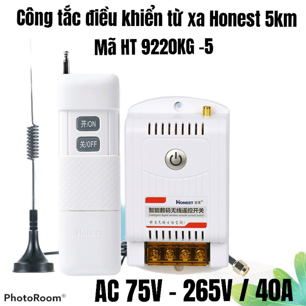 Công tắc điều khiển từ xa Honest 5000m 5km công suất lớn 40A/220V 9220KG-5- CHÍNH HÃNG HONEST có học lệnh