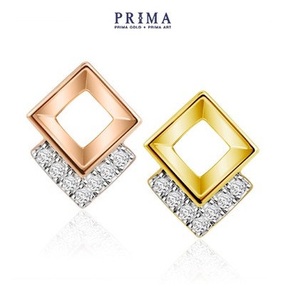 PRIMA Bông Tai Kim Cương -  9K - Hình Vuông - BST Golden 9 - 991E1329