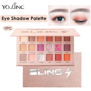 Bảng phấn mắt YOLINC 18 màu Bảng phấn mắt Trang điểm Bảng phấn mắt Long lanh Màu hồng tươi sáng Sắc tố cao lâu trôi Dễ pha trộn Bảng phấn mắt miễn phí tàn khốc với gương