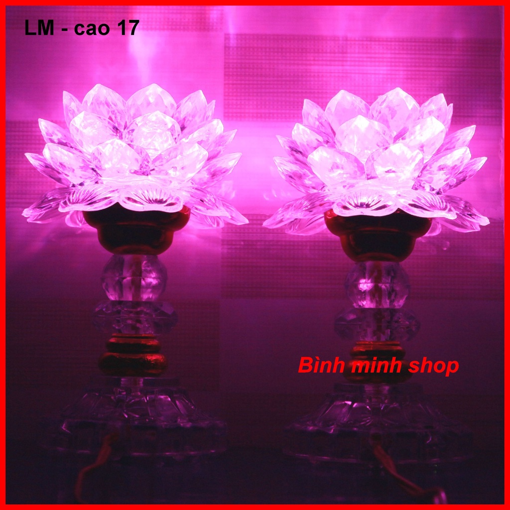 Đôi đèn thờ cao cấp LED đổi 7 màu, đèn để bàn thờ, đèn thờ phật, đèn hoa sen - đèn thờ LM17