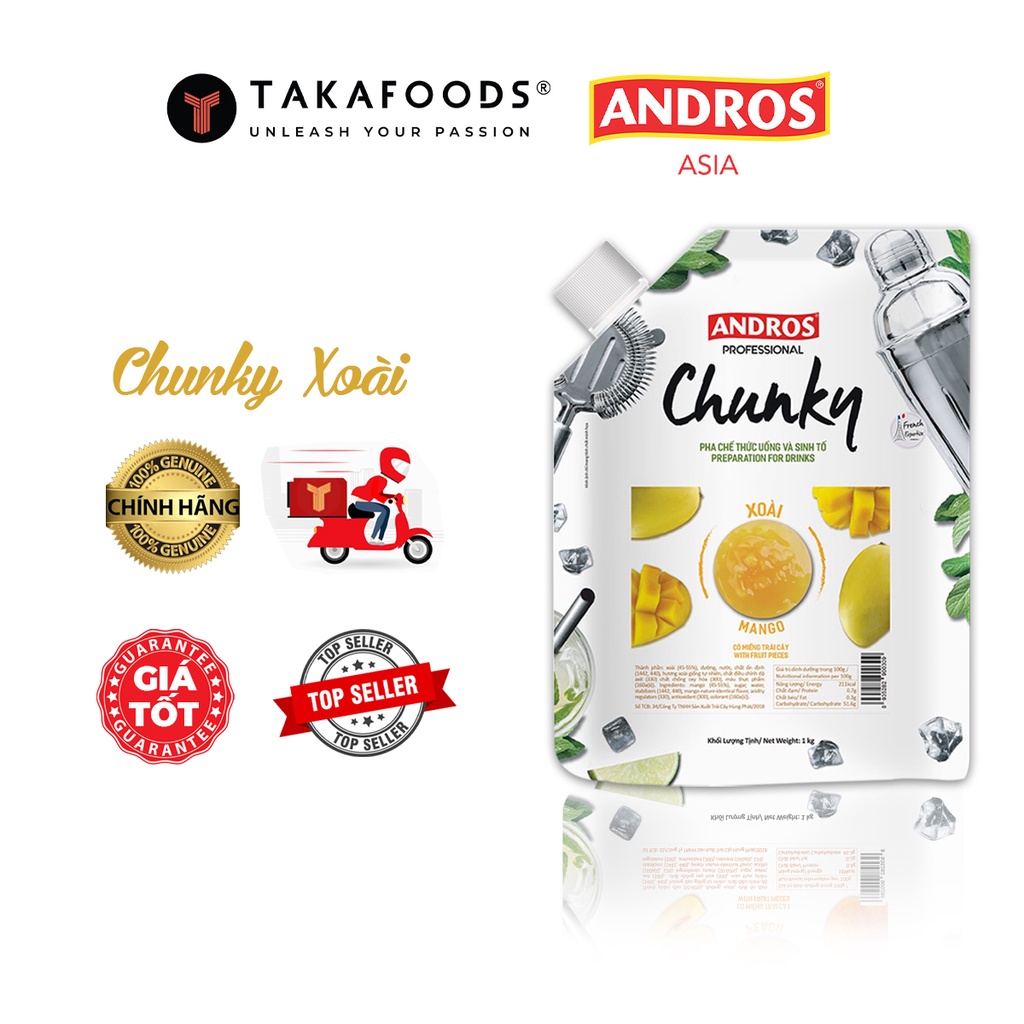 Mứt Trái Cây Chunky Xoài Bịch 1Kg [TẶNG NGAY] Bộ Công Thức Pha Chế Độc Quyền