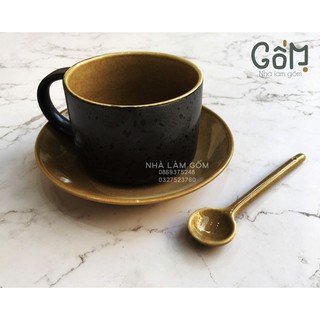 Cốc capuchino sứ phủ men đen (lẻ/set)