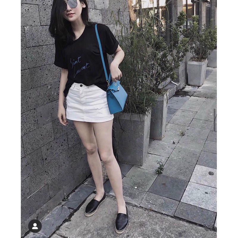 Giày lười cn da lì mũi tròn đế cói fullbox