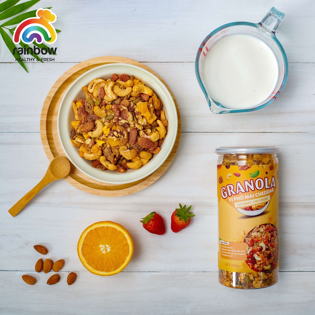 Ngũ Cốc Granola Siêu Hạt Rainbow Healthy &amp; Fresh Hỗ Trợ Giảm Cân Vị Ngọt Tự Nhiên Từ Mật Hoa Dừa