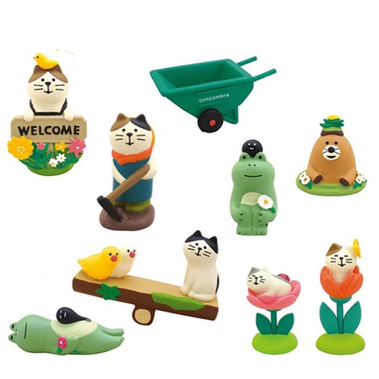 Mô hình chú mèo Zakka Phong Cách Nhật Bản Serie Vườn Hoa Sau Cơn Mưa