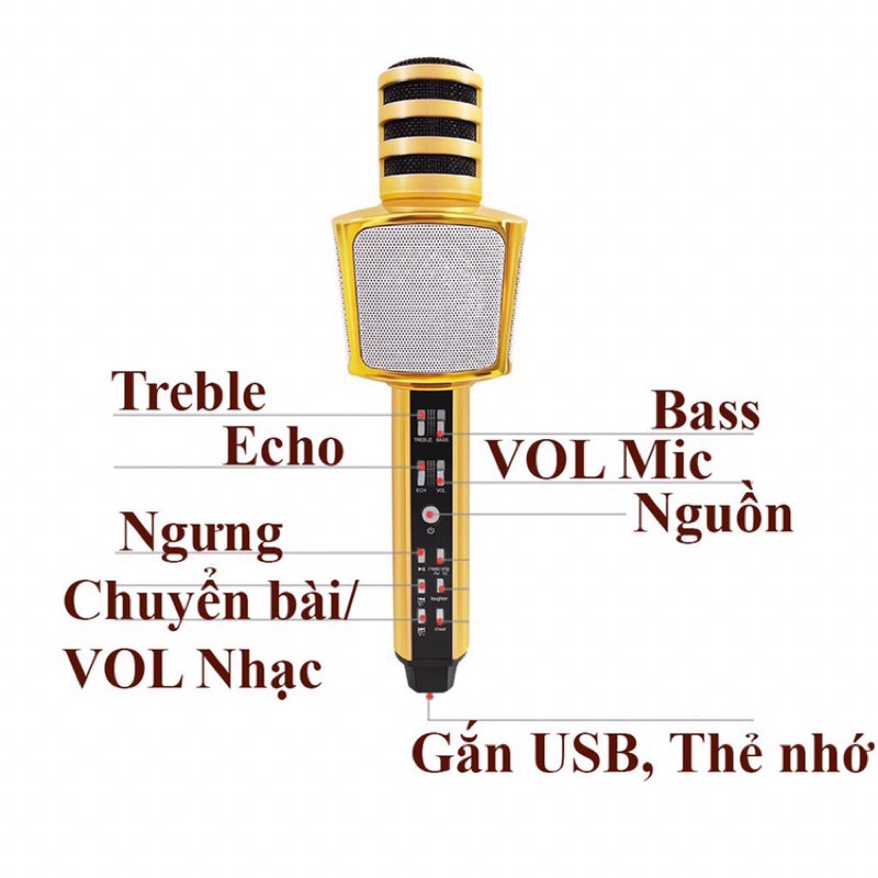 Mic Hát Karaoke SD17 hàng loại 1, Micro karaoke bluetooth âm thanh chuẩn loa to