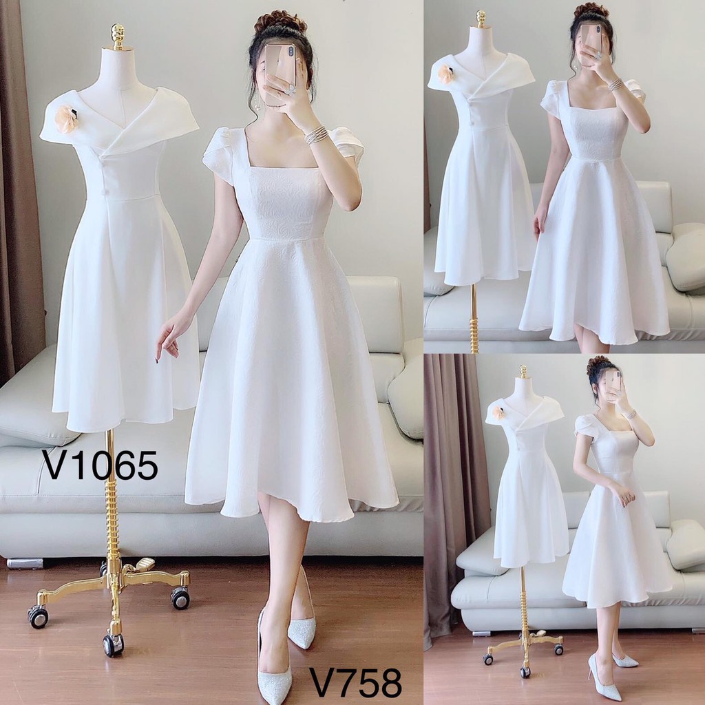 [ xả kho ] MiD Váy trắng xòe cao cấp V758 Mie Design thời trang thiết kế kèm ảnh thật