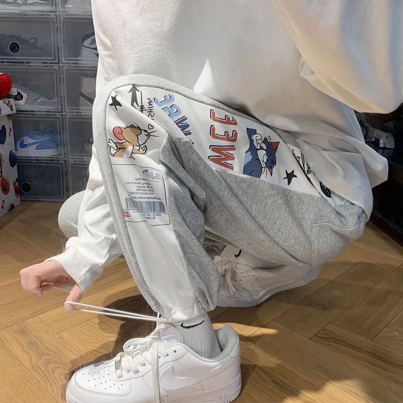 Quần dài thể thao in hình mèo và chuột size lớn S-3XL thời trang mùa hè cho nam