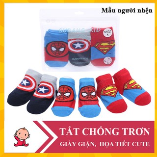 [HOT DEAL] Combo 3 tất trẻ em chống trơn hình người nhện, spider men, siêu nhân