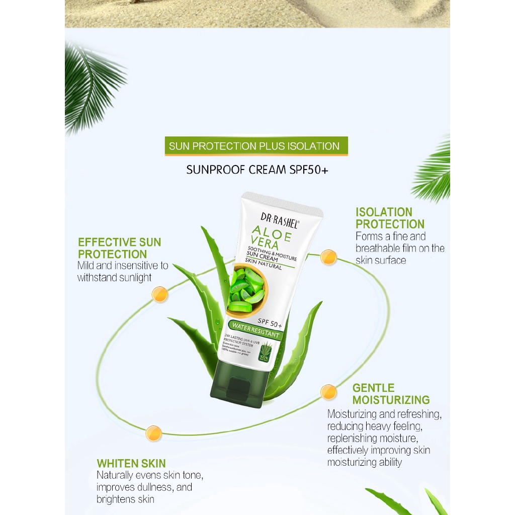 Kem chống nắng Spf50 + chiết xuất nha đam dịu nhẹ dưỡng ẩm da | BigBuy360 - bigbuy360.vn