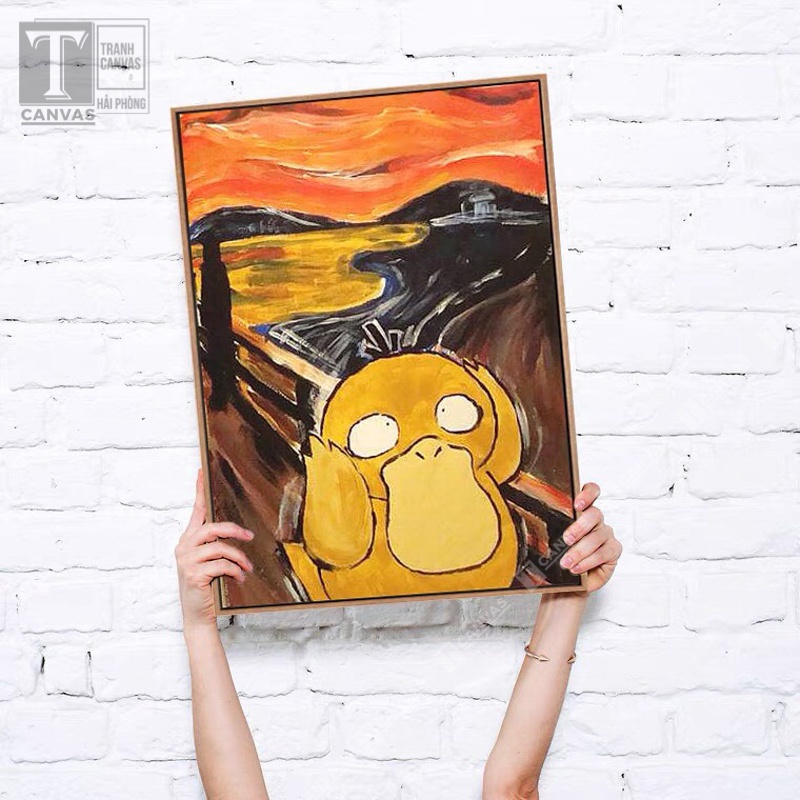 Tranh canvas tràn viền treo tường phòng khách, nghệ thuật Chú vịt ngộ nghĩnh ĐV58