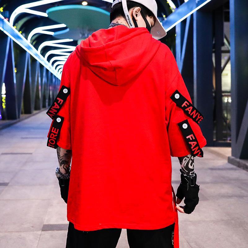Áo Hoodie Tay Ngắn Form Rộng Phong Cách Hip Hop Cho Nam