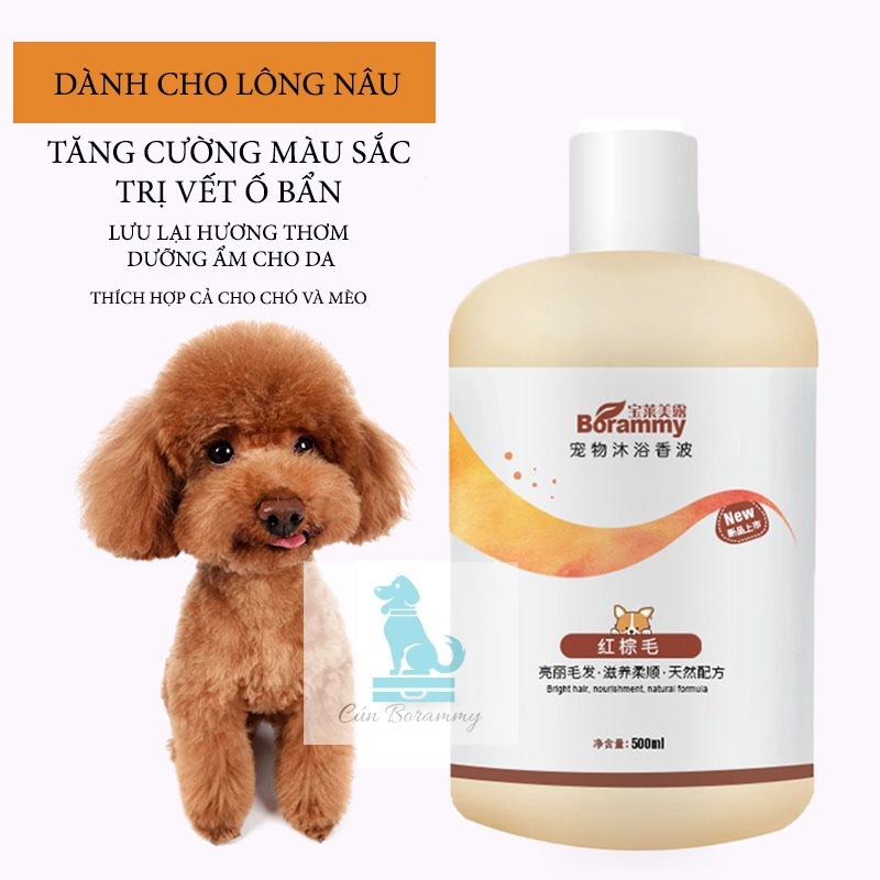 [Mã PET50 giảm 10% - tối đa 50K đơn 250K] Sữa tắm cho chó mèo BORAMMY dưỡng chất hoa hồng nuôi dưỡng lông loại 500ml