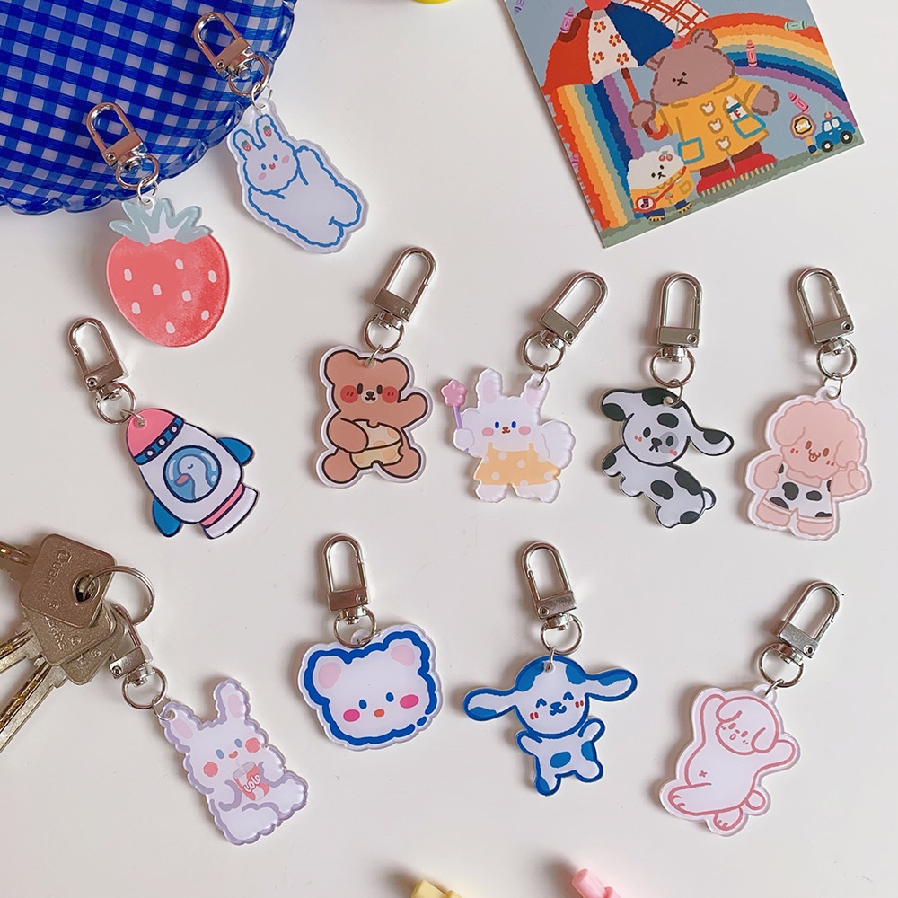 Cute Cartoon Bear Pattern Backpack Keychain