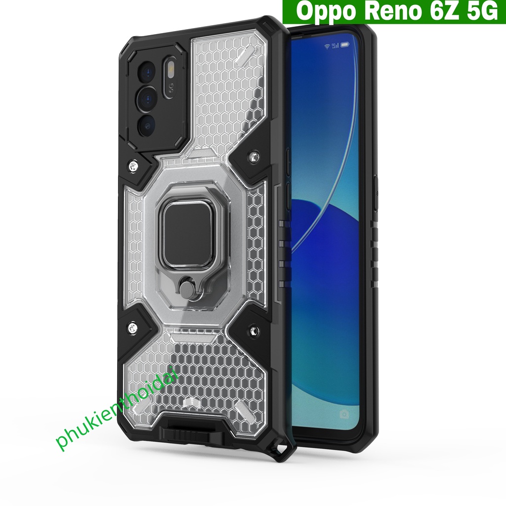 Ốp lưng Oppo Reno 6Z 5G tổ Ong Iring không gian mới chống sốc giá đỡ xem phim thời trang cao cấp