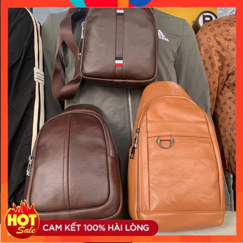 Túi Đeo Chéo Nam Da Bò, Túi Đeo Vai Đi Chơi, Du Lịch Chuẩn 100% Da Bò
