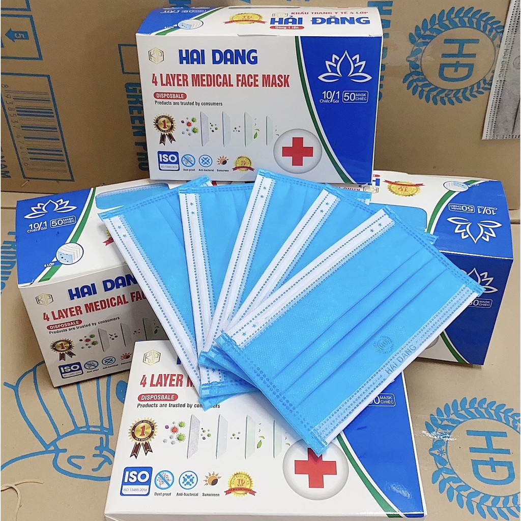 [HÀNG CÓ SẴN] KHẨU TRANG Y TẾ 4 LỚP - HỘP 50 CHIẾC - Có LOGO