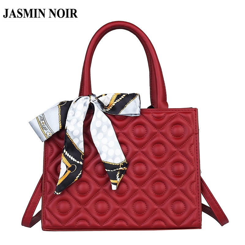 Túi xách JASMIN NOIR vuông cỡ lớn họa tiết kẻ ô dập nổi cho nữ