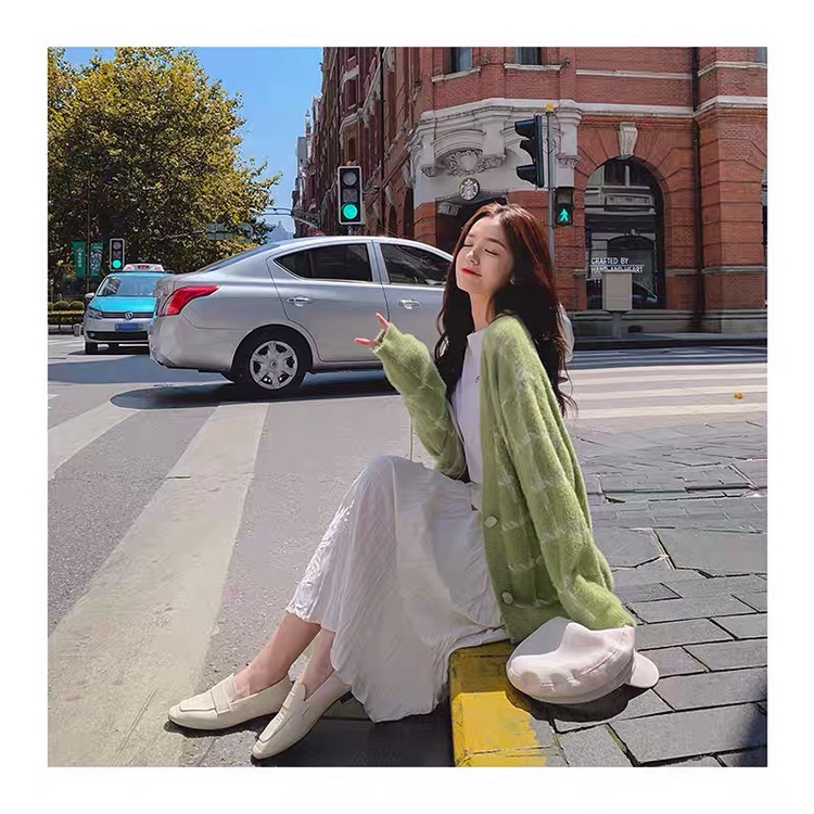 Áo cardigan Forgirl hoạ tiết sọc vân phối túi