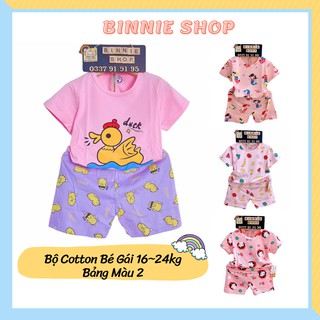 Đồ bộ bé gái BINNIE SHOP Quần áo trẻ em chất thun cotton quảng châu xuất hàn cho bé gái từ 16-24kg (3-6 tuổi) BGT2