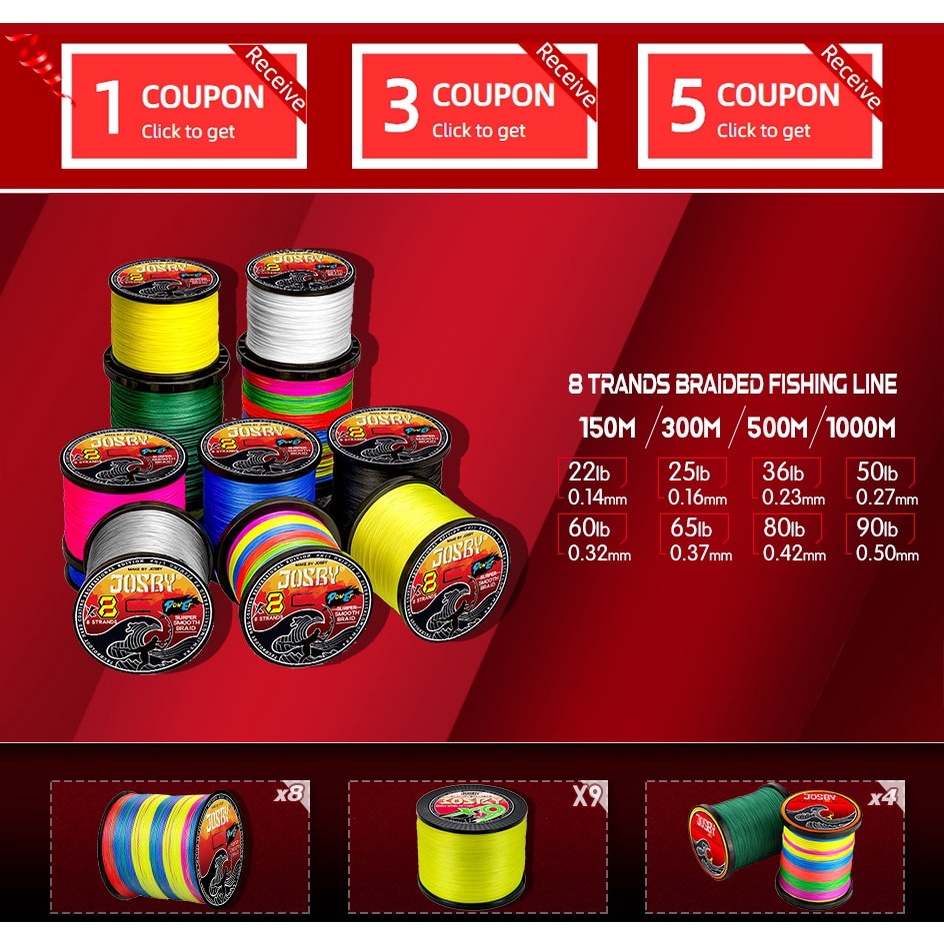 Cuộn Dây Câu Cá PE X4 Bện 8 Sợi 1000M 500M 300M 100M 20 24 35 40 5