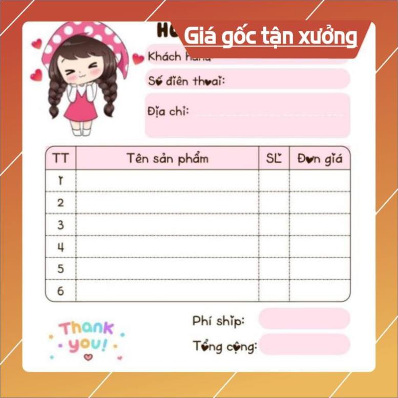 [Free ship] Hoá đơn bán hàng mini 1 liên dễ thương