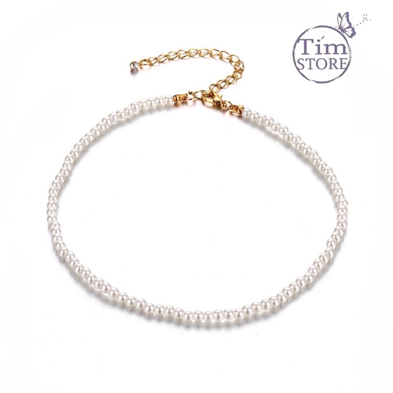 Vòng cổ choker ngọc giả đơn giản TÍM STORE trang sức thời trang hàn quốc