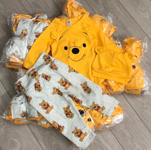 Set body dài 3 chi tiết gấu Pooh HM 3-24M (có ảnh thật)